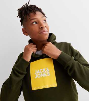 Jack & Jones Junior Khaki Box Logo Hoodie