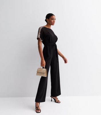 Black and gold deals jumpsuit new look