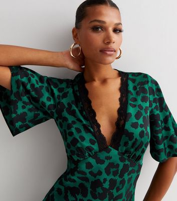 Leopard print best sale dress green