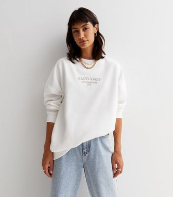 White on sale embroidered sweatshirt