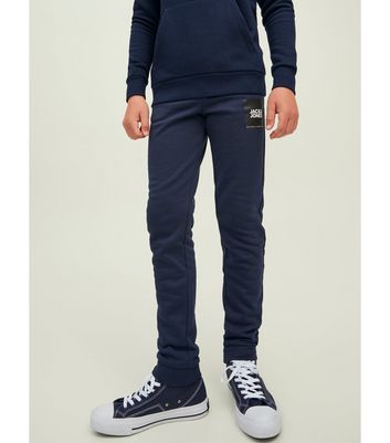 Jack & Jones Junior Navy Logo Cuffed Joggers