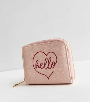 Mid Pink Leather-Look Hello Heart Logo Purse