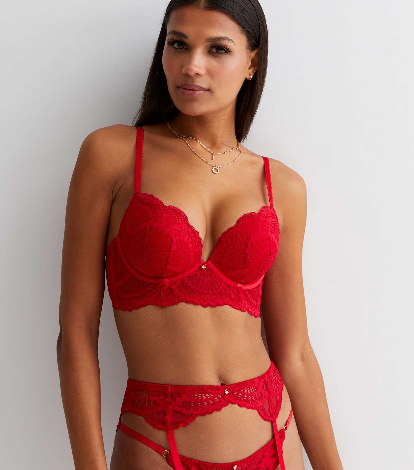 Red Lace Push Up Bra Image 2