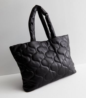 Large black quilted tote on sale bag