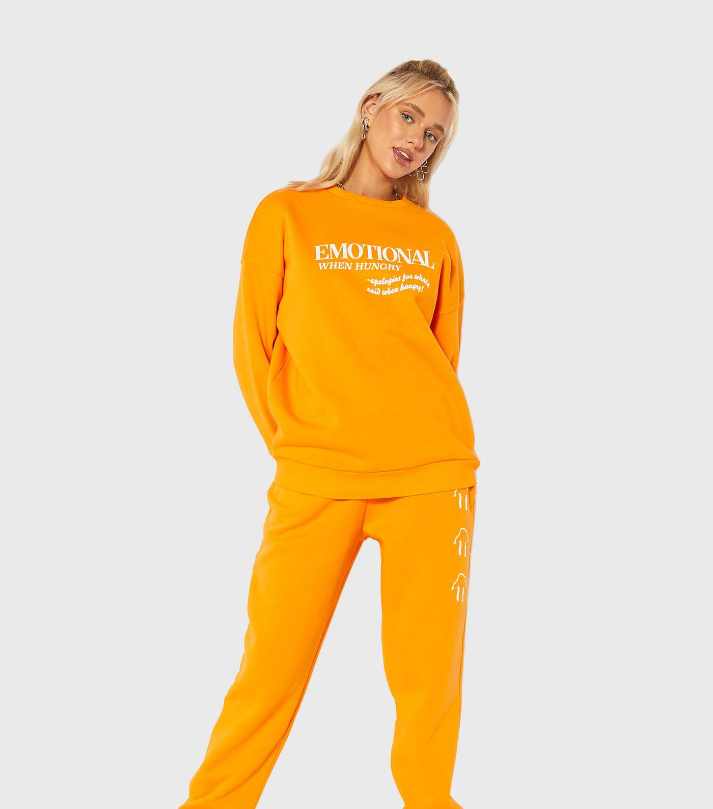 Skinnydip Bright Orange Emotional When Hungry Logo Sweatshirt Image 2