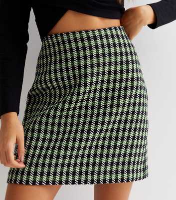 Green Check High Waist Mini Skirt