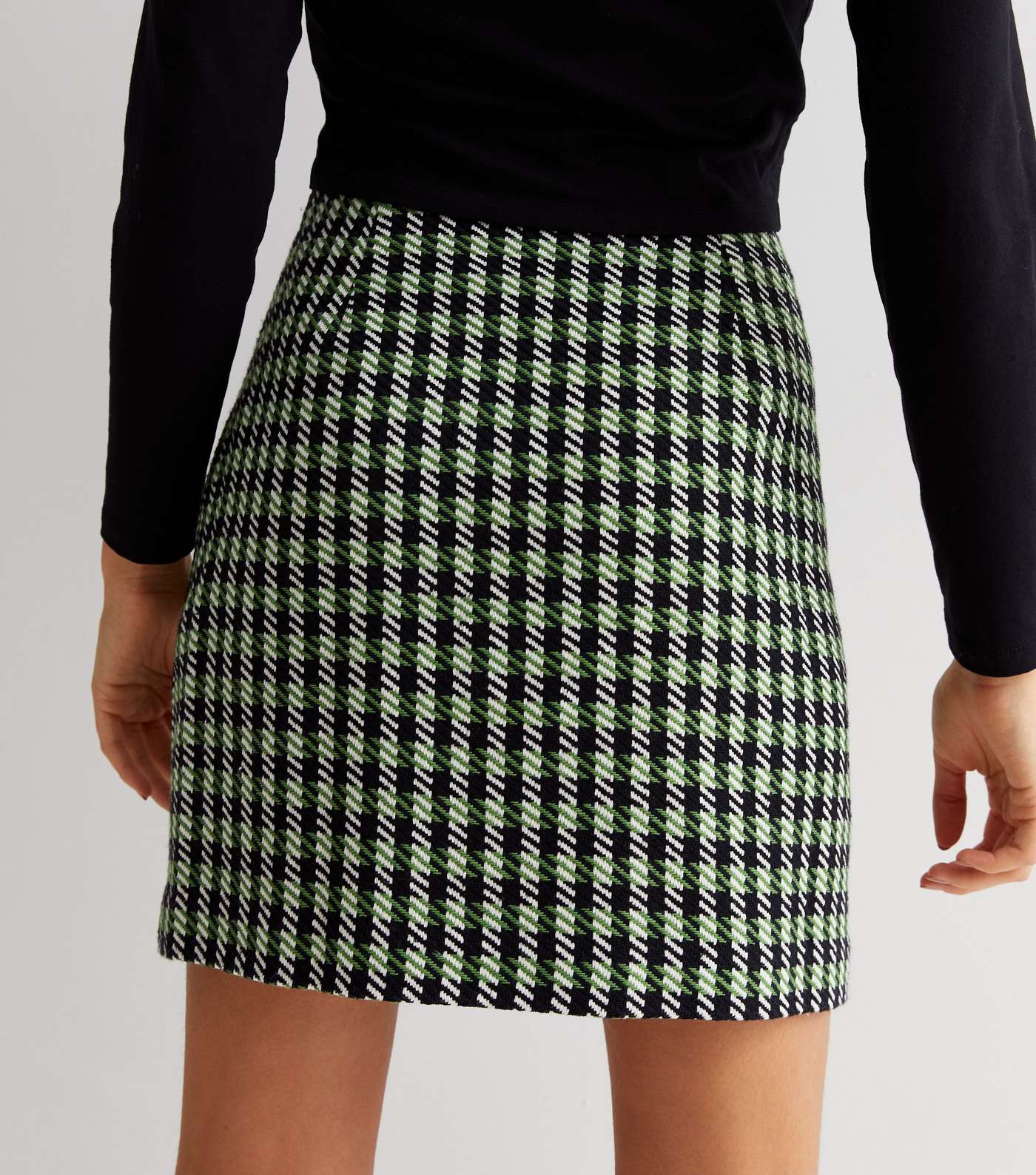 Green Check High Waist Mini Skirt Image 4