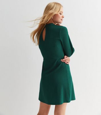Neck Long Sleeve Mini Dress 