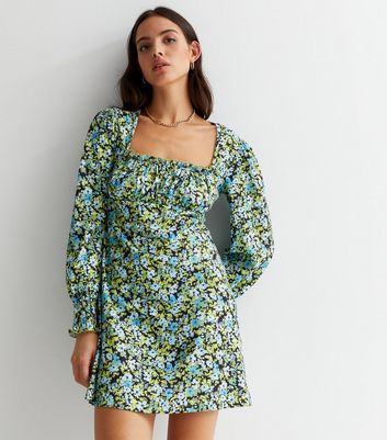 Blue Floral Crinkle Long Sleeve 