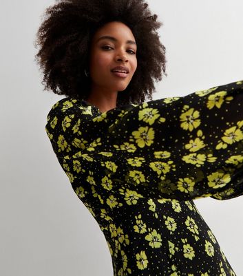 Black and clearance yellow floral dress