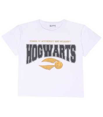 Popgear White Harry Potter Hogwarts Varsity Logo T-Shirt