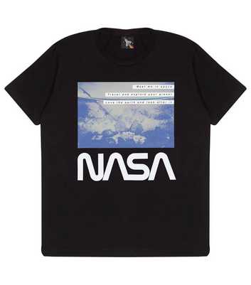 Popgear Black Space NASA Logo Crew Neck T-Shirt
