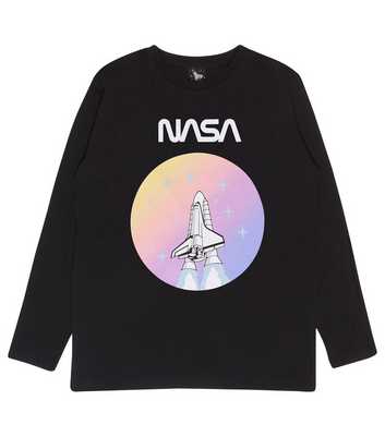 Popgear Black Space NASA Logo Long Sleeve Top