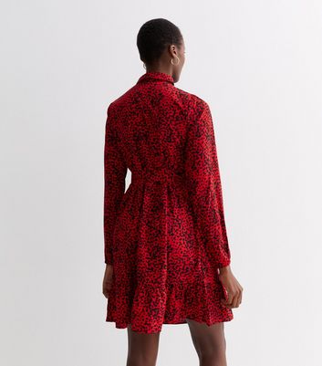 Red long shirt store dress