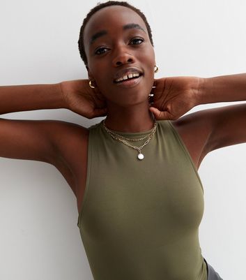 khaki slinky bodysuit