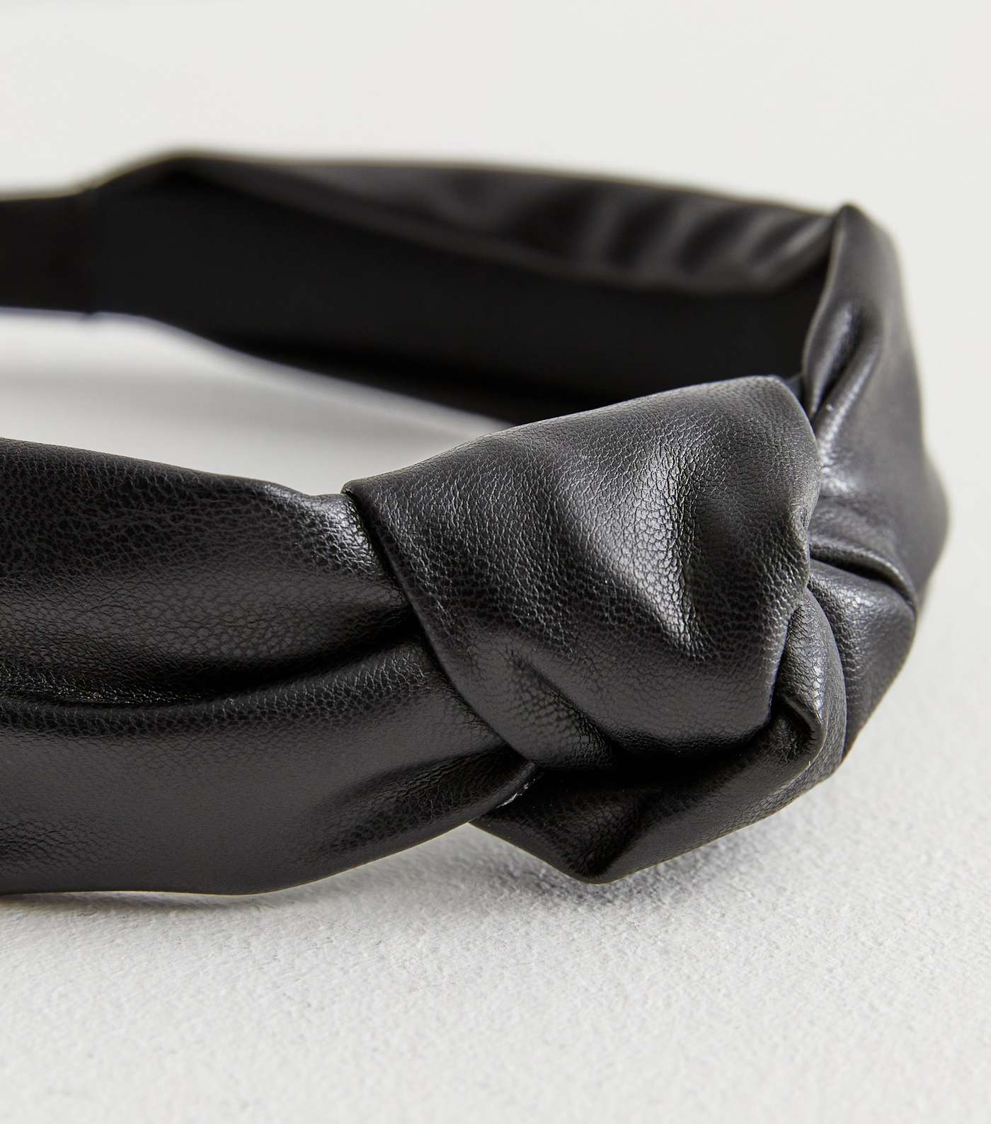 Black Leather-Look Knot Headband Image 2