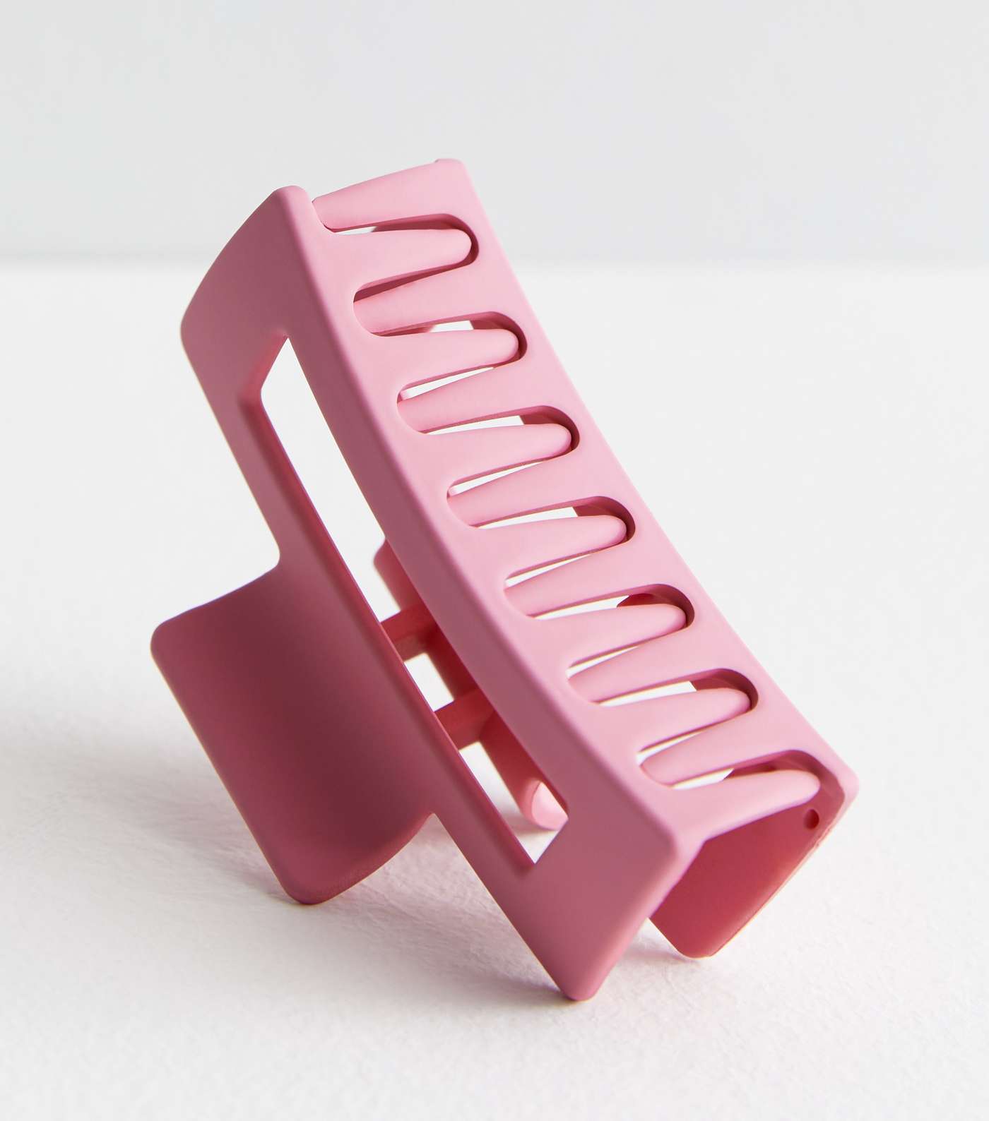 Mid Pink Matte Rectangle Bulldog Claw Clip Image 2