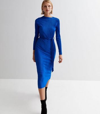 Royal blue midi dress with outlet sleeves