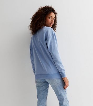 Blue Acid Wash Crew Neck Sweatshirt 