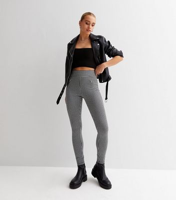 Black Dogtooth Jersey Leggings | New Look