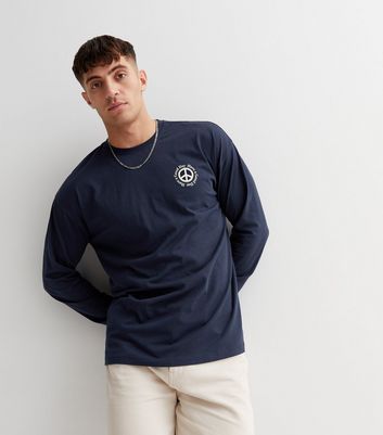 Navy Have a Good Day Logo Long Sleeve T-Shirt