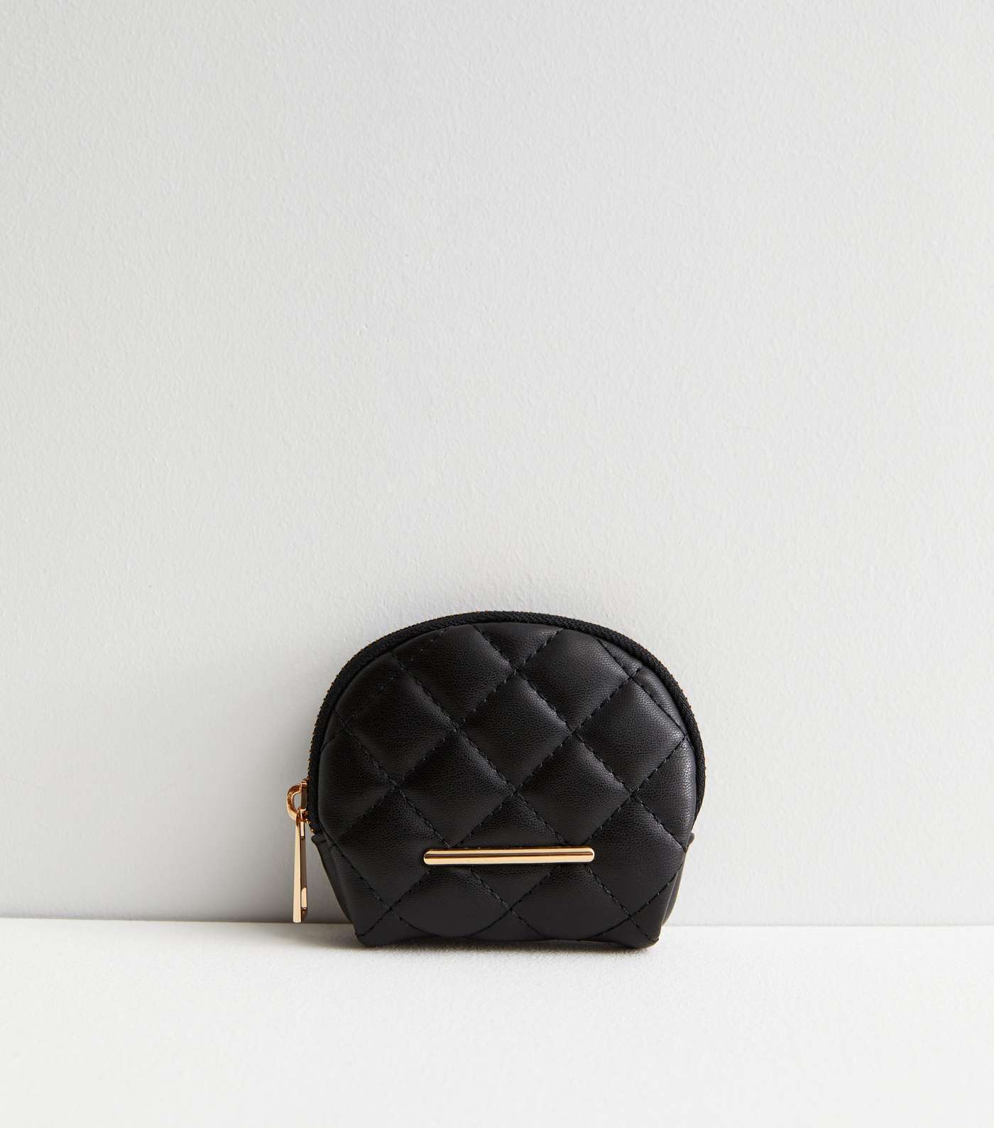 Black Leather-Look Small Quilted Purse