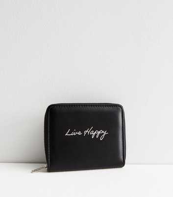 Black Leather-Look Live Happy Logo Purse