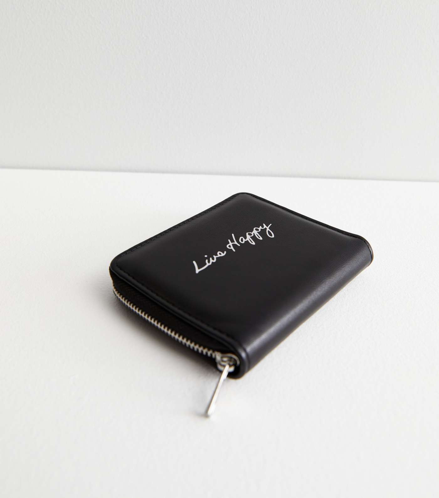 Black Leather-Look Live Happy Logo Purse Image 2