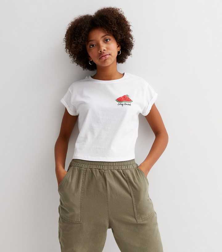 Girls White Watermelon Stay Logo T-Shirt New Look