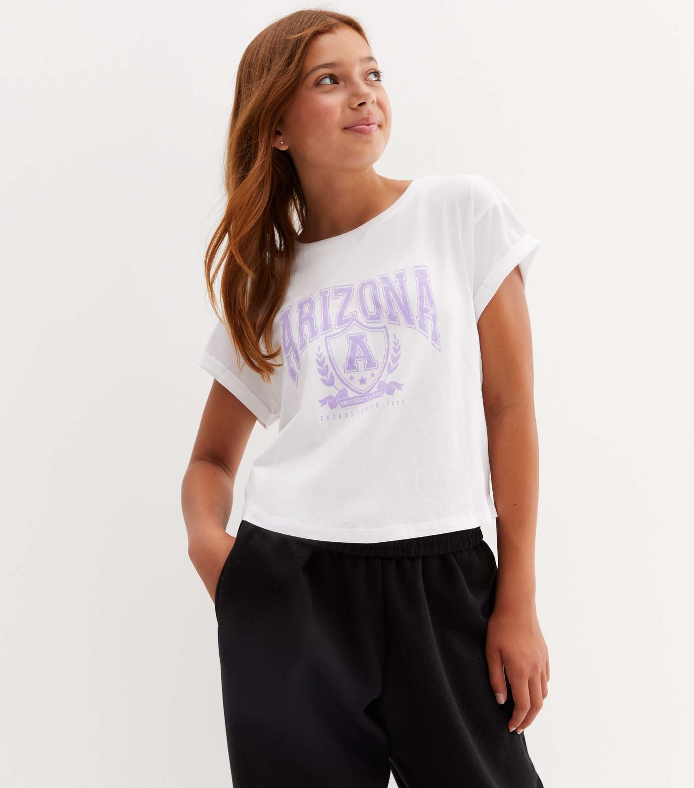 Girls White Arizona Logo T-Shirt Image 2