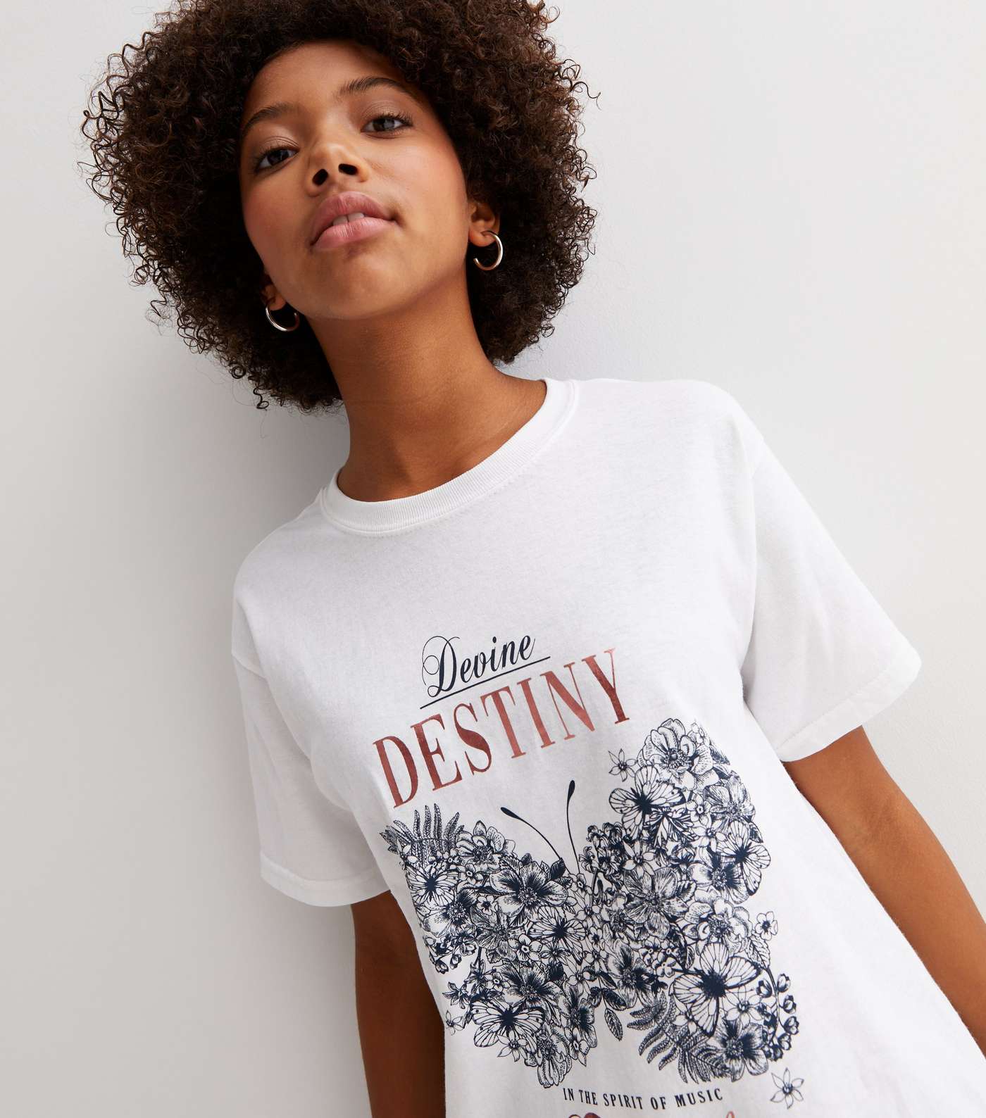 Girls White Butterfly Destiny Logo Long T-Shirt Image 3