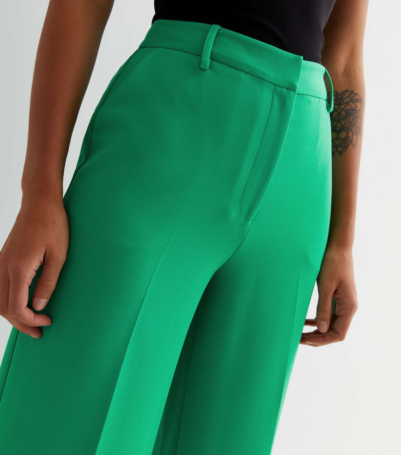 Green High Waist Wide Leg Trousers Image 3
