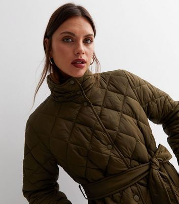 Womens khaki quilted coat Clearance