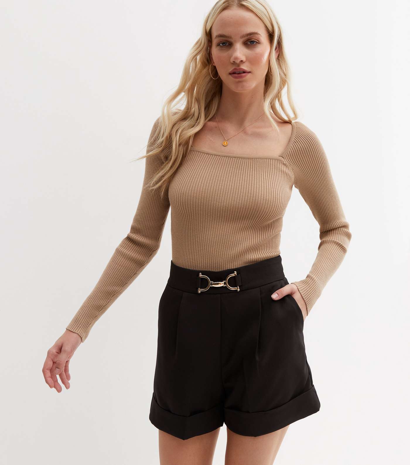 Cameo Rose Black Buckle Tailored Shorts