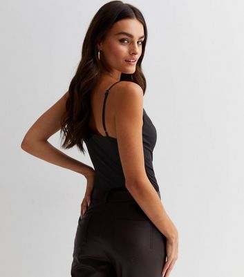 black cowl neck bodysuit