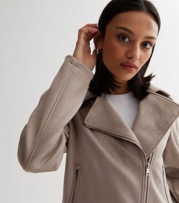 Grey suede biker jacket new clearance look