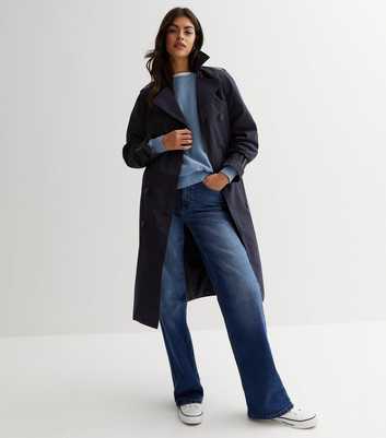 Navy Belted Trench Coat
