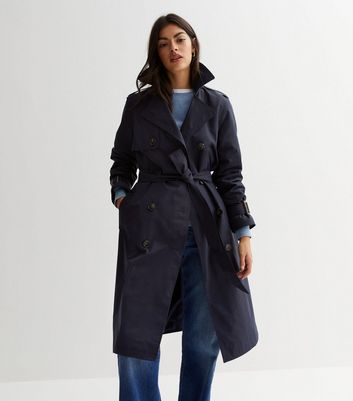 Womens navy sale trench coat uk