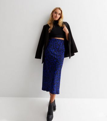 Leopard print skirt clearance blue