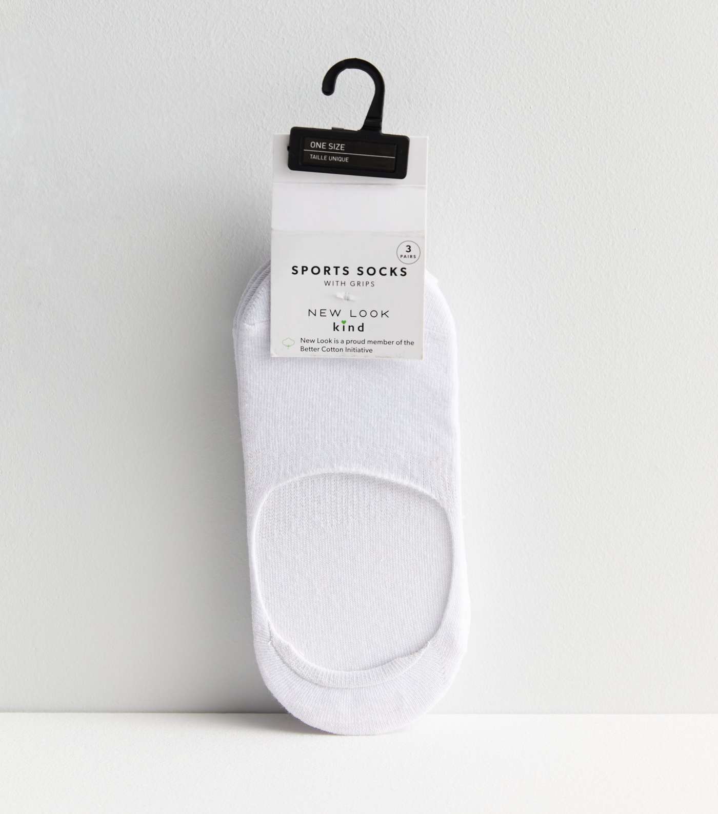 3 Pack White Sports Grip Invisible Socks Image 3