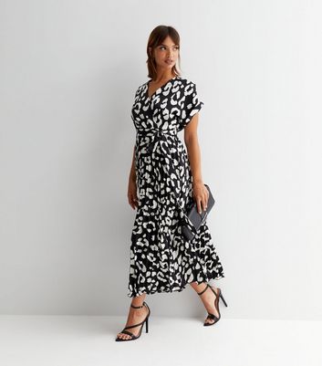 Black and white shop animal print midi dress