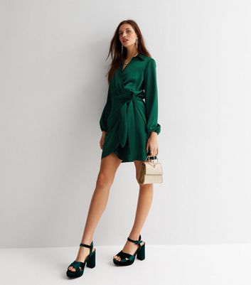 New look green hot sale shirt dress