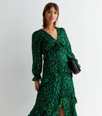 Wallis green shop leopard dress