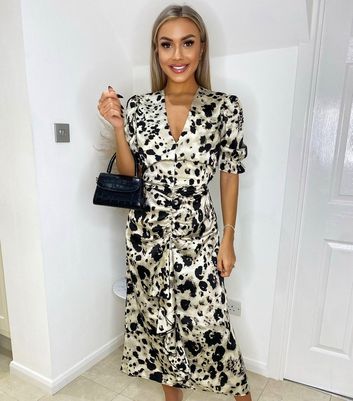 Leopard print outlet silk midi dress