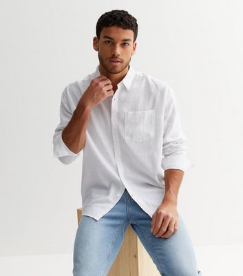 Long white linen shirt sale