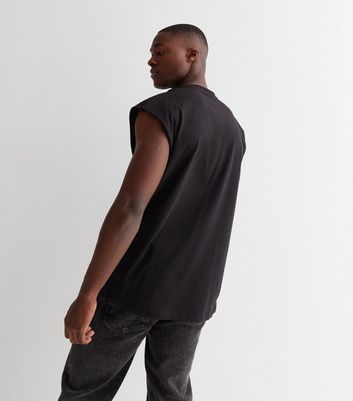 Men's Black Crew Neck Oversized Vest New Look
