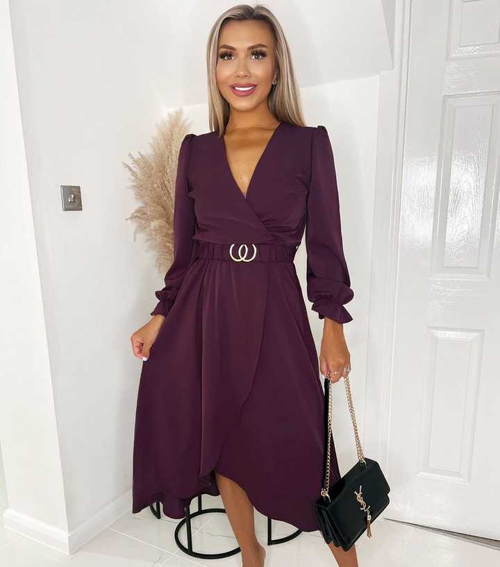 plum wrap dress