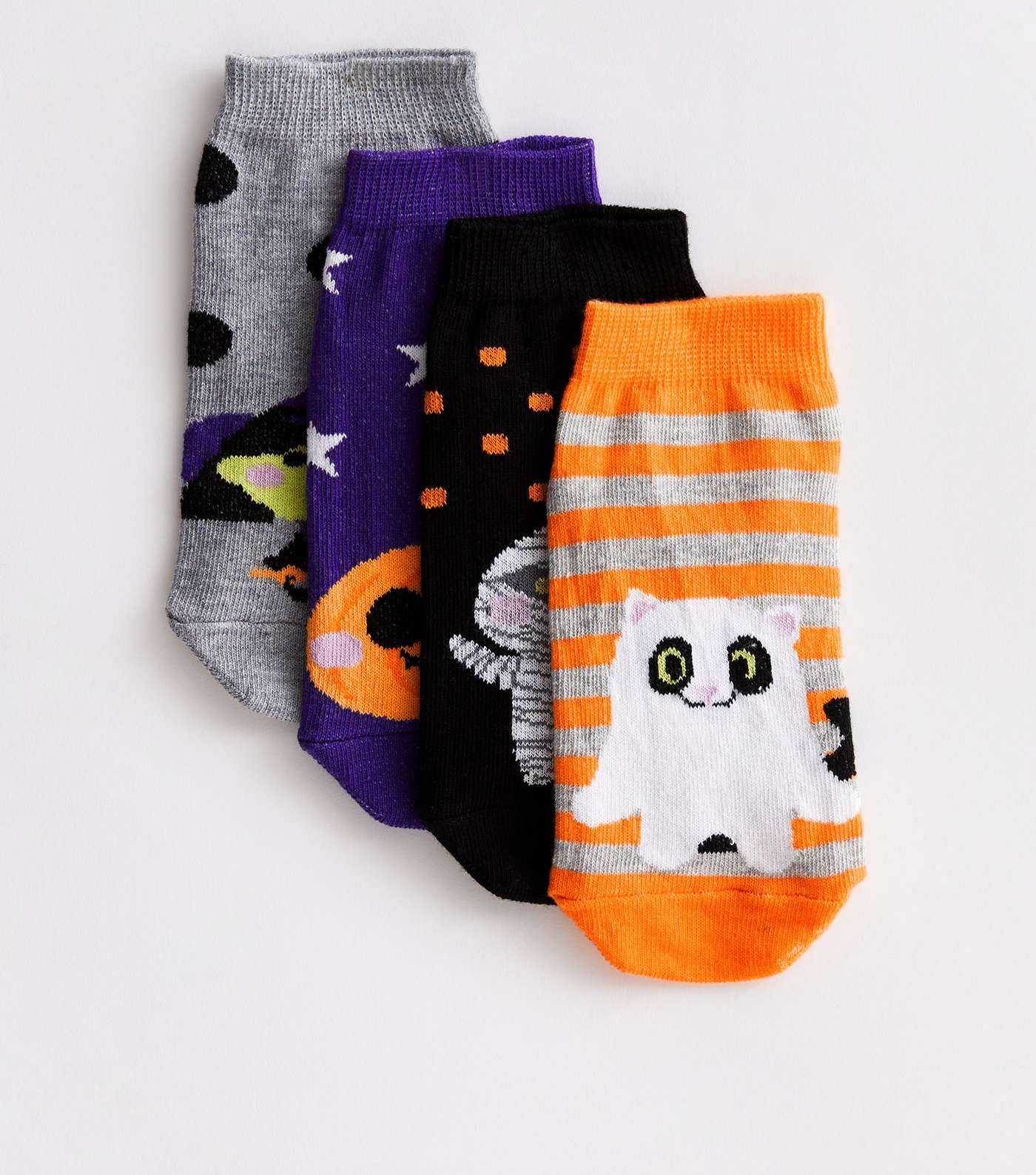 Girls 4 Pack Multicoloured Mixed Halloween Socks