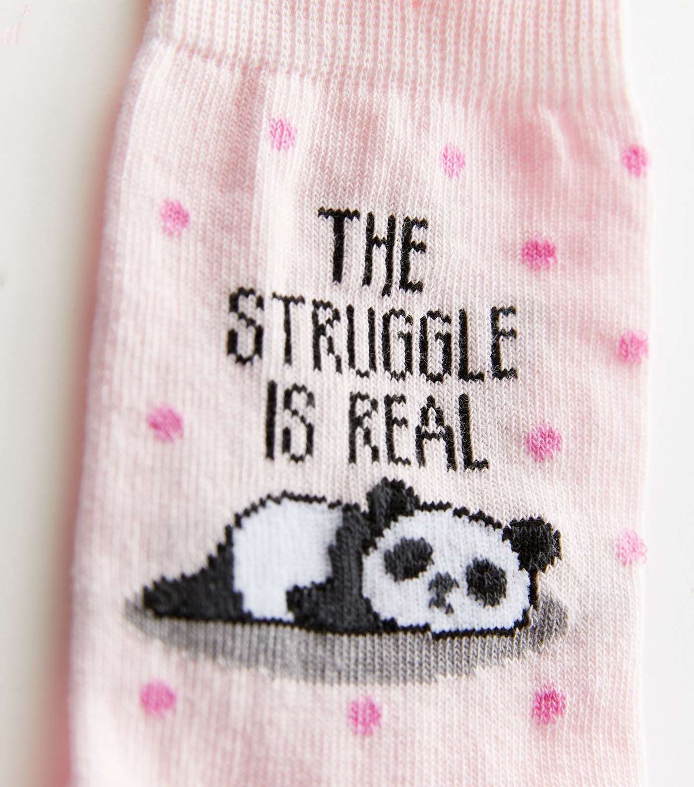 Pale Pink The Struggle Is Real Panda Socks Image 2
