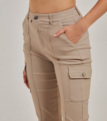 Khaki Elasticated Waist Wide Leg Cargo Pants | PrettyLittleThing USA